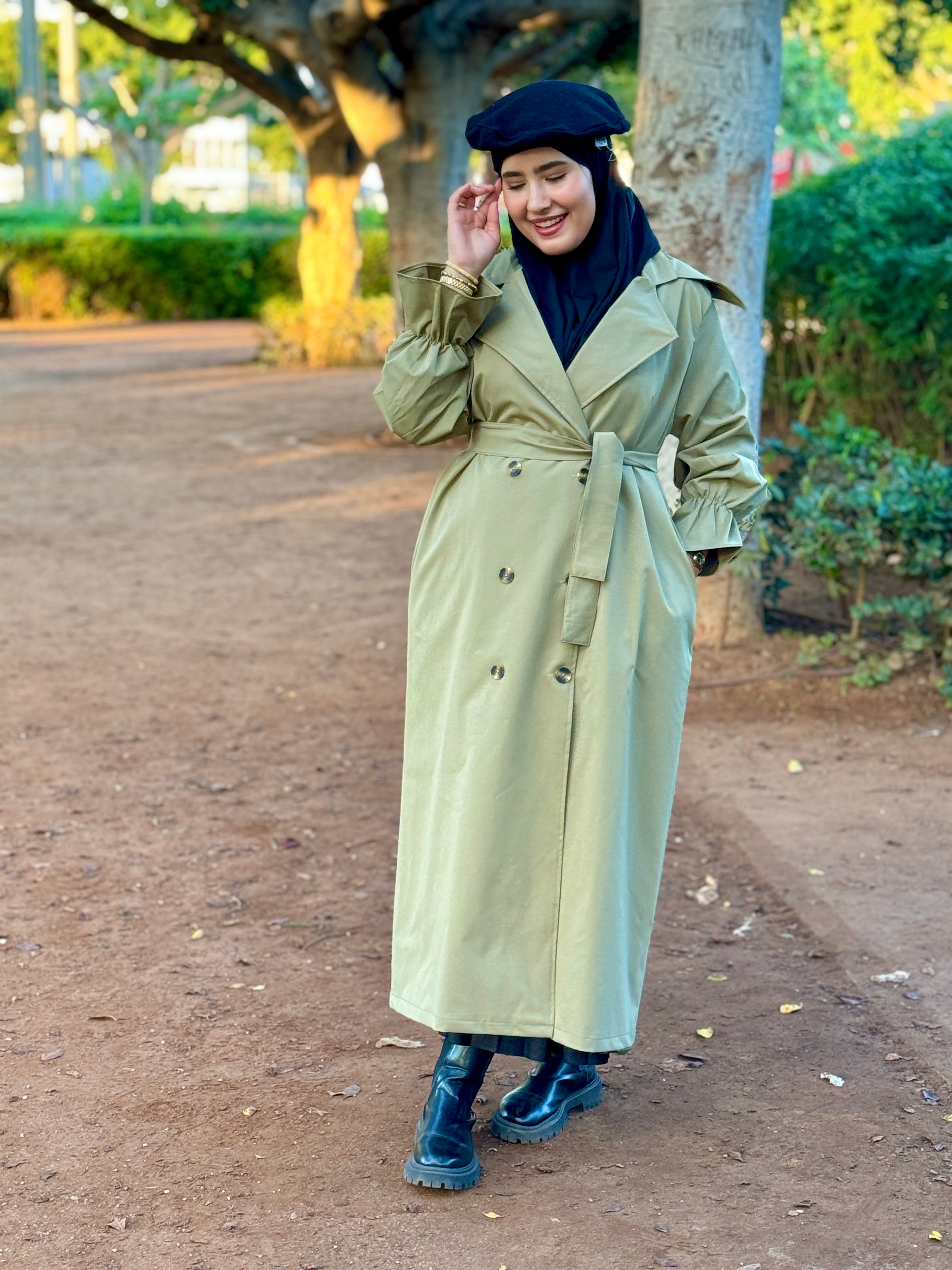 Manteau de Luxe – ( Vert - Noir - Beige )